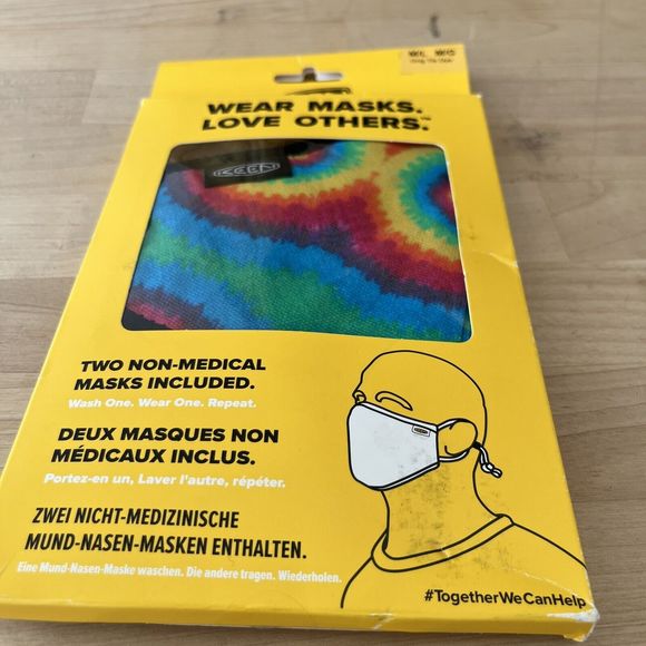 KEEN Brand Face Mask Black Tie Dye Set of 2 Original Packaging Medium/ Large - Picture 4 of 4